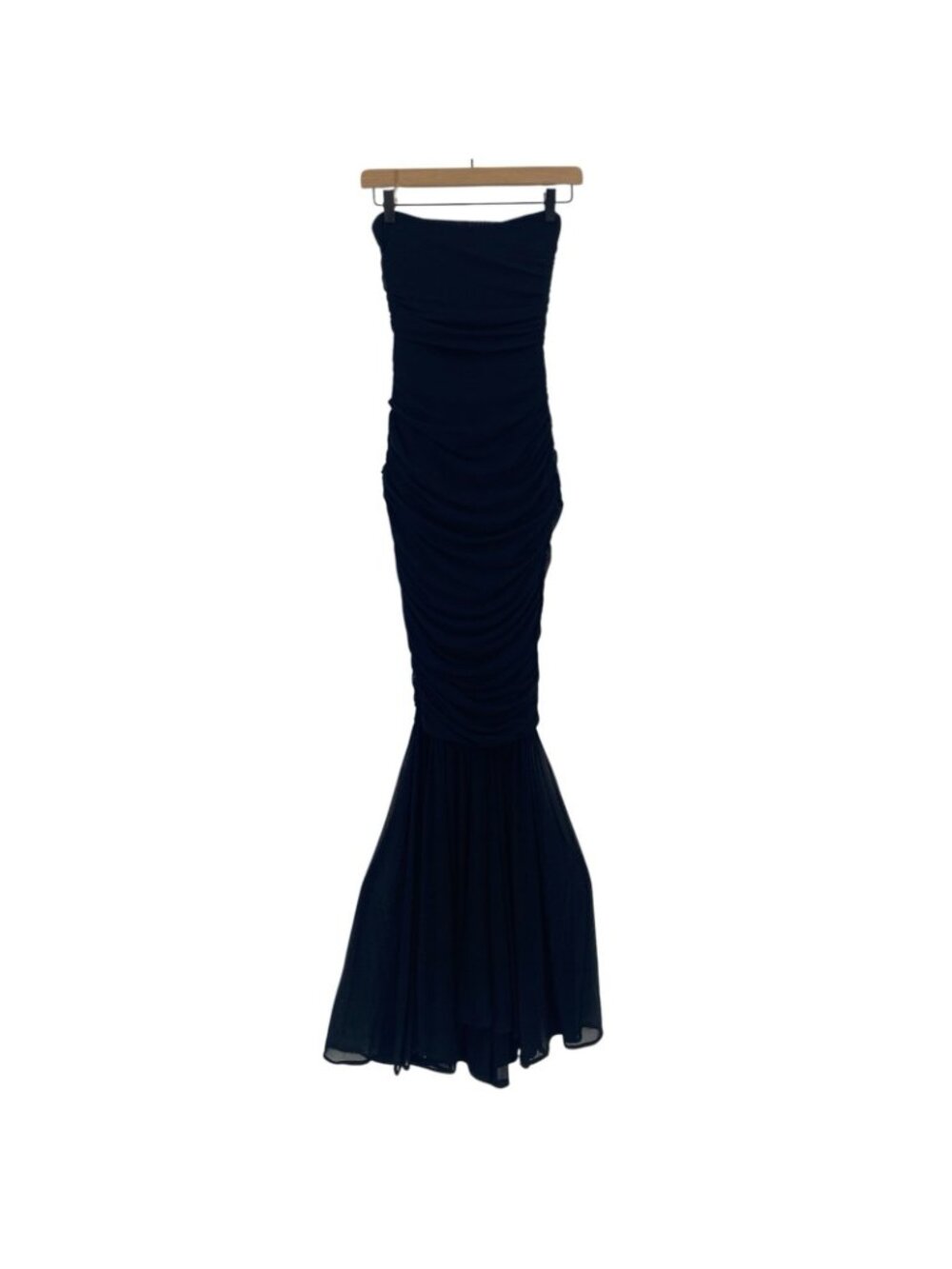Nookie Ambition Elegant Black Evening Gown Size S Mesh Ruched Bodycon Maxi